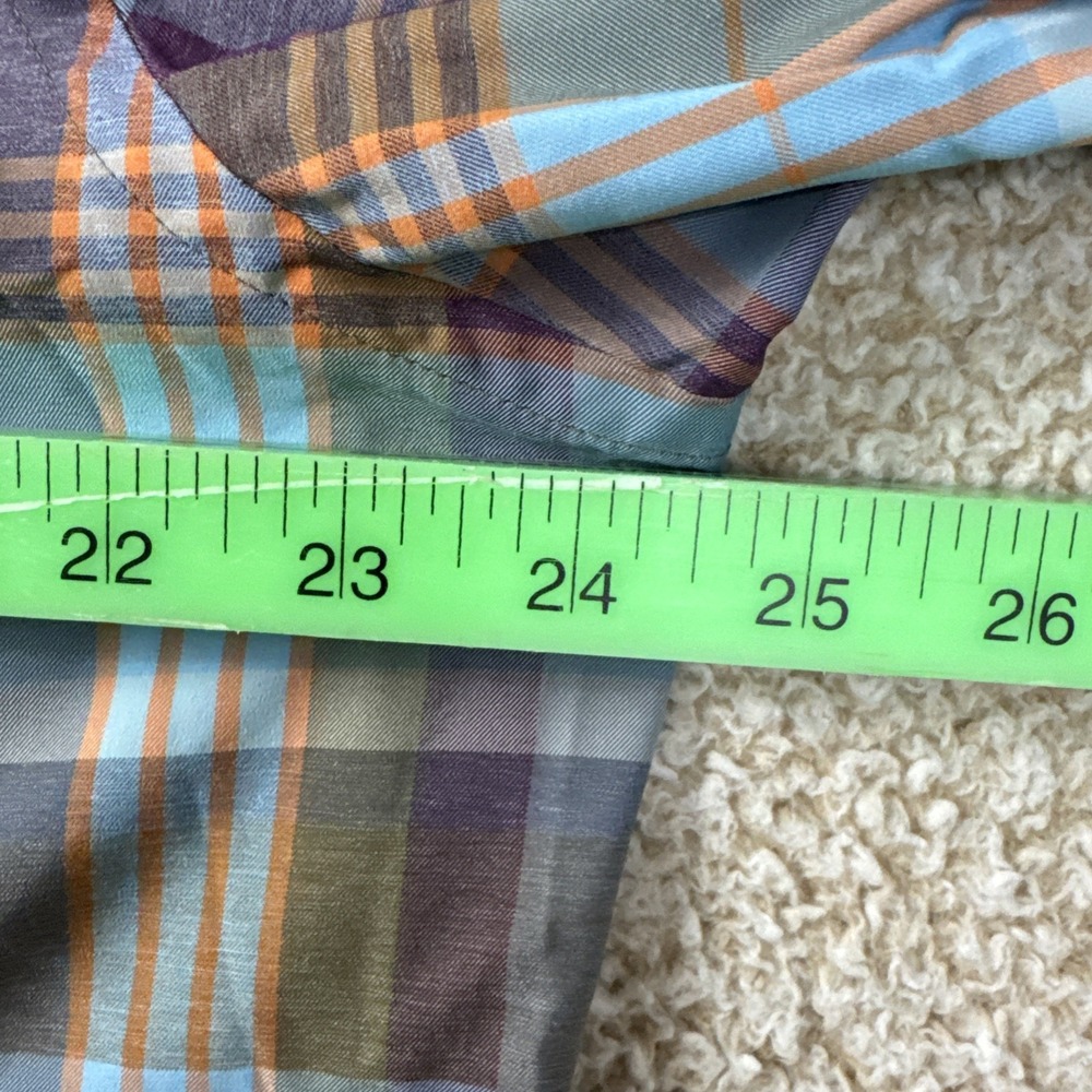 Orvis Flannel Shirt Long Sleeve Light Weight Plaid Blue Classic Fit Men's Large - Picture 7 of 10